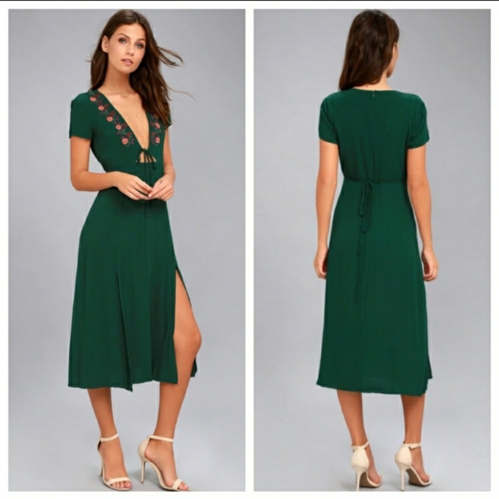 Lulus Into Versailles Embroidered Boho Midi Dress